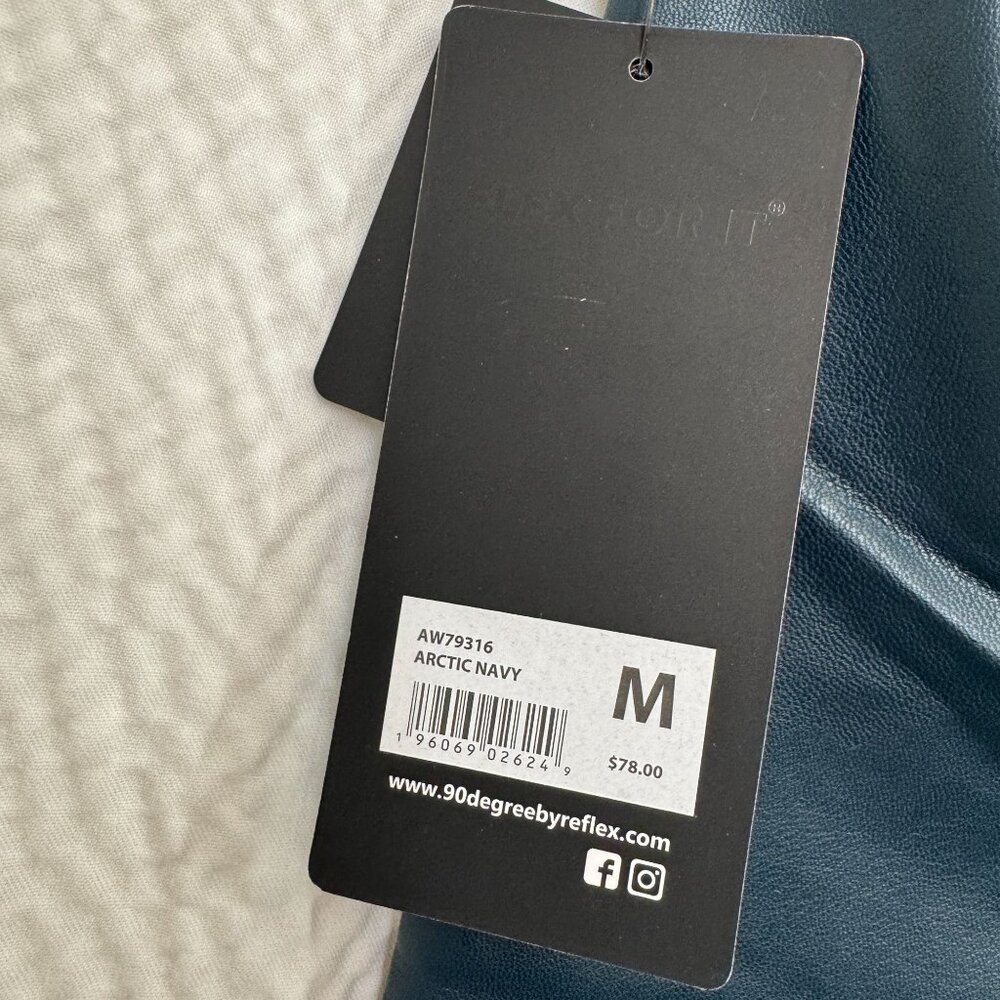 90 Degree By Reflex Arctic Navy Leatherette Ankle-Length Leggings Super Hi-Rise - Picture 6 of 9